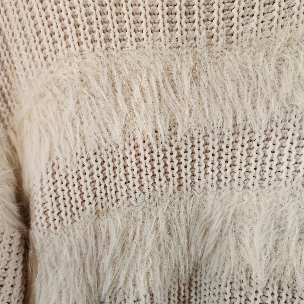 Dreamers Cozy Oversized Cream Slouchy Fuzzy Knit Sweater Size L Cottagecore - Picture 4 of 7